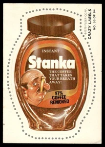 Fleer Crazy Labels #55 Stanka 1979 café instantáneo - Imagen 1 de 2