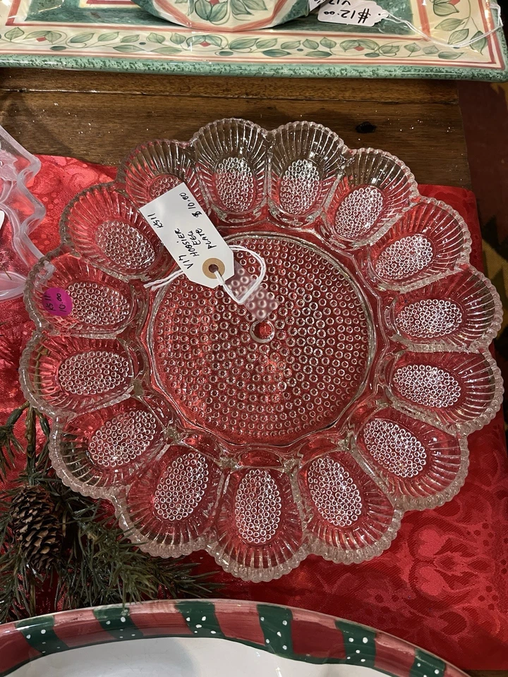 Juego de 2 platos para servir huevos Indiana Glass ámbar dorado Hobnail Deviled 11,25" Foto 1 de 1