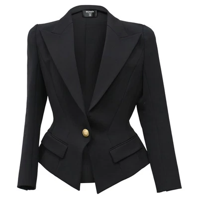Balmain Single-Breasted Blazer In Cotton Women Black Size 40 - Image 1 of 4