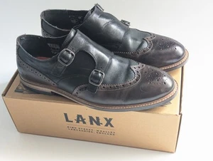 Lanx Mens Shoes Black 10 Double Monk Strap Top Quality Wedding Christening - Picture 1 of 12