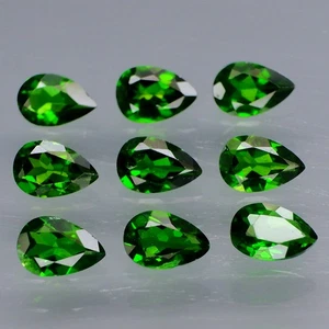 Pear Shape 6x4 mm.Best Color Natural Top Green Chrome Diopside 9Pcs/3.91Ct. - Picture 1 of 6