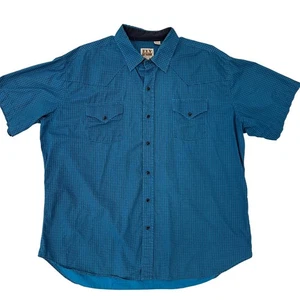 Camisa Western Vintage Ely Cattleman Perla A Presión Para Hombre XXL Azul Retro Círculos - Imagen 1 de 11