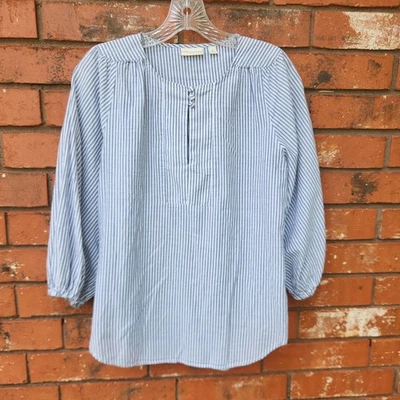 Блузка простая пуловер с круглым воротником замочной скважиной передняя застежка размер M - Изображение 1 из 4