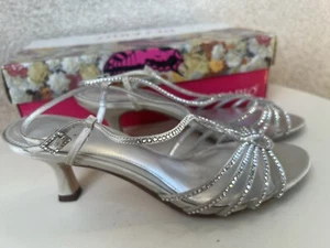 Dezario Schuhe Sandalen Silber Strass Pfennigabsatz Gr. 7,5 M - Bild 1 von 9