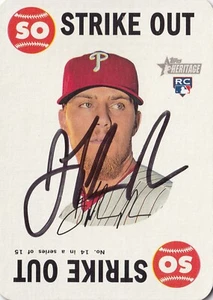 JAKE THOMPSON AUTO'D SIGNED 2017 TOPPS HERITAGE STRIKE OUT CARD #14 PHILLIES - Picture 1 of 3