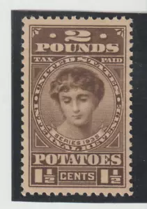 Revenue Potato Tax Stamp Scott # RI-2 - 1 1/2 cent 2 Pound 1935 issue MH - Picture 1 of 1