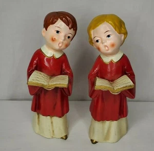 Vintage Mid Century Choir Boy Figures Parma Paper Mache Christmas 7.5" Japan - Picture 1 of 12