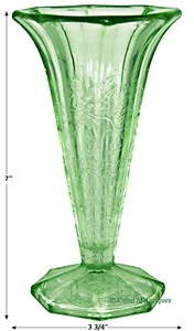 Jeannette Floral Poinsettia Depression Glass Green 7" RARE - Picture 1 of 6