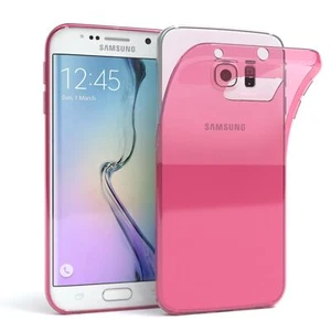 Case For Samsung Galaxy S6 EDGE Silicone Clear Pink Soft Gel Cover - Imagen 1 de 1