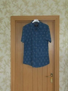 Twisted Soul heritage blue white lines cotton short sleeve shirt Large - Picture 1 of 6