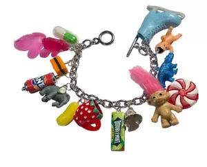 Unique LOADED JUNK CHARM BRACELET handmade RETRO mixed up dolly GIFT BOXED sweet - Picture 1 of 1