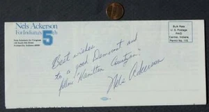 1980 Noblesville Indiana Nels Ackerson for Congress signed autographed brochure- - Picture 1 of 1