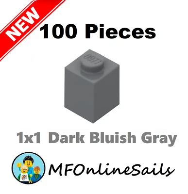 **NEW** 100x Genuine LEGO 1x1 Bricks - Dark Bluish Gray - Piece # 3005 Bulk - Image 1 of 4