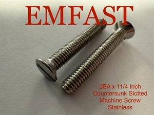 2BA X 1 1/4 countersunk slot machine screw stainless steel slotted flat head - Picture 1 of 4