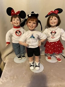 Disney Titus Tomesco Porcelain Dolls. One Girl and Two Boys  Lot of 3 - Picture 1 of 15