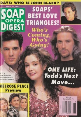 Soap Opera Digest April 12, 1994 ROGER HOWARTH-JON LINDSTROM-BLACK ACTORS SOAPS - Image 1 of 4