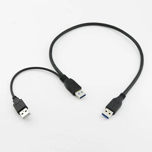 1x USB 3.0 A Male to USB 2.0 Male and USB 3.0 Male Y Splitter Extension Cable - Picture 1 of 11