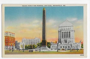 Indianapolis Indiana World War Memorial and Plaza Linen Vintage Postcard - Picture 1 of 2