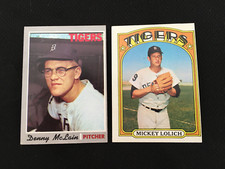 DENNY MCLAIN 1970 TOPPS & MICKEY LOLICH 1972 DETROIT TIGERS BASEBALL CARD