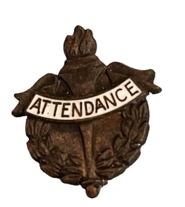 Schulbesuch Pin Fackelkranz kupferfarben akademisch C Verschluss Vintage - Bild 1 von 8