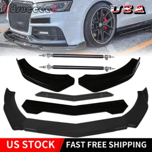 For Audi A3 A4 A5 A6 S5 S6 Front Bumper Lip Spoiler Lower Splitter Glossy Black - Picture 1 of 15