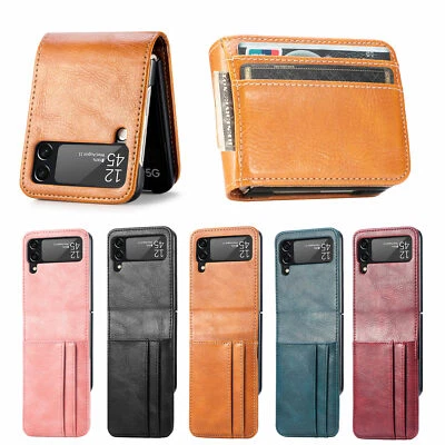 Fr Samsung Galaxy Z Flip 6/5/4/3 Slim PU Leather Card Slot Shockproof Case Cover