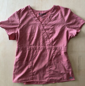 Grey’s Anatomy Scrubs Top Pink Print Women’s Large EUC V Neck Shirt