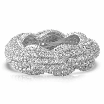 925 Sterling Silver Bust Down Braided Rope Eternity Ring - Image 1 of 2