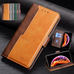 For S23 S24 FE S25 Samsung Galaxy Protective Card Pocket Cover Real Leather Case - Picture 1 of 17