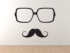 Glasses with Mustache #4 - Hipster Style Fancy Goofy Face - Vinyl Wall Decal