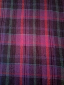 Vintage Purple Pink Green Blue Tartan Plaid Wool Fabric 55" X 3 Yds - Picture 1 of 6