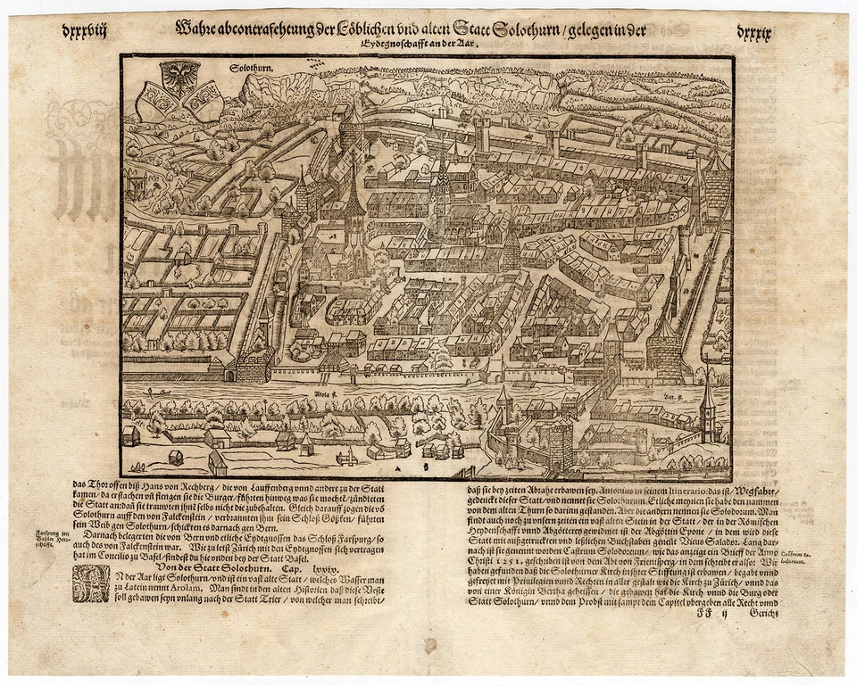 Estampado antiguo-SOLOTHURN-SUIZA-AARE-Munster-1598 Foto 1 de 1