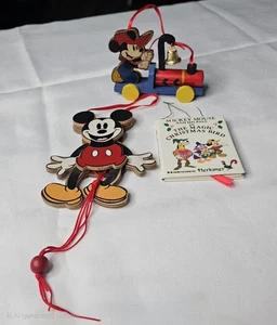 Vintage Kurt Adler Mickey Mouse Weihnachten Zugschnur Holz Ornament  - Bild 1 von 17