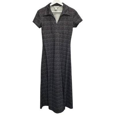 Vintage 90s EXPRESS TRICOT Small Maxi Dress Empress Stretch Cap Sleeve GEEK Y2K - Image 1 of 4