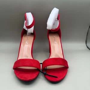 Lov Mark Women's Red Heeled Sandals #6 - Picture 1 of 5