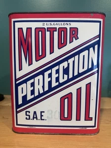 Vintage Perfection Motor Oil Can Two Gallon GREAT CONDITION! - Picture 1 of 9