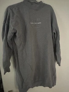 Pullover Damen Kleid L Calvin Klein Grau Sweatshirt Sweatkleid - Bild 1 von 3