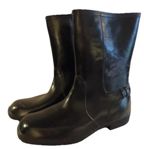 Mid Century Sz 4 Rubber Boots Ankle Lined Low Heel Made USA Vintage Waterproof - Picture 1 of 6