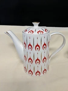 Teiera Grace's rossa bianca e oro alta 7,5" - Foto 1 di 4