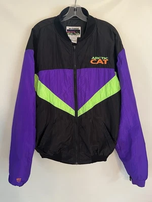 Chaqueta de nailon acolchada Arctic Wear púrpura negra Arctic Cat de colección 2X "56 pecho Foto 1 de 4