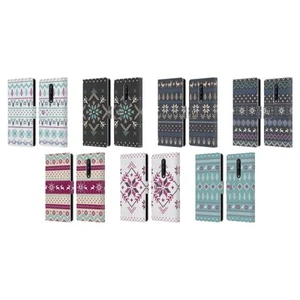 HEAD CASE DESIGNS KNITTED CHRISTMAS PRINTS LEATHER BOOK CASE FOR ONEPLUS PHONES - Picture 1 of 13