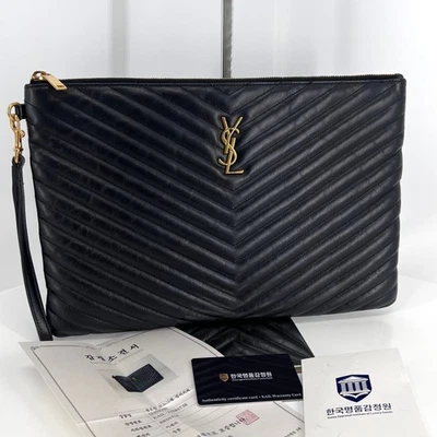 Saint Laurent Quilted Large Clutch Bag Black 440222 140472087 - Image 1 of 4