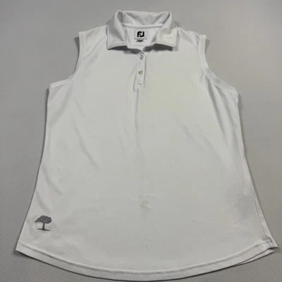 Camisa polo de golf FootJoy sin mangas de rendimiento blanca grande para mujer Foto 1 de 4