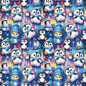 Tela Softshell impresión digital pingüinos azul rey - Imagen 1 de 1