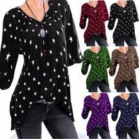 Women Plus Size Short Sleeve V-Neck T-Shirt Baggy Tunic Blouse Print Summer Tops