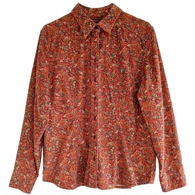 Camisa floral de pana de algodón manga larga con botones talla XL de EDDIE BAUER para mujer Foto 1 de 4