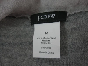 Women's J.Crew Merino Wool Silk Ruffle Button Cardigan Sweater, Grey, Medium - Picture 1 of 3