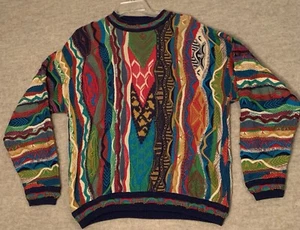 Vtg Limnos Sweater Men’s Small 3D Knit “Coogi Style” Pullover Colorful Rare - Picture 1 of 19