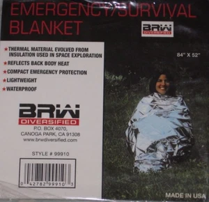BRW Diversified 99910 84 x 52 Emergency Survival Blanket Waterproof 2 each - Picture 1 of 1