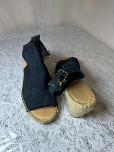 Gap Womens black Peep Toe Wedge Sandals 8.5 Boho - Picture 1 of 8